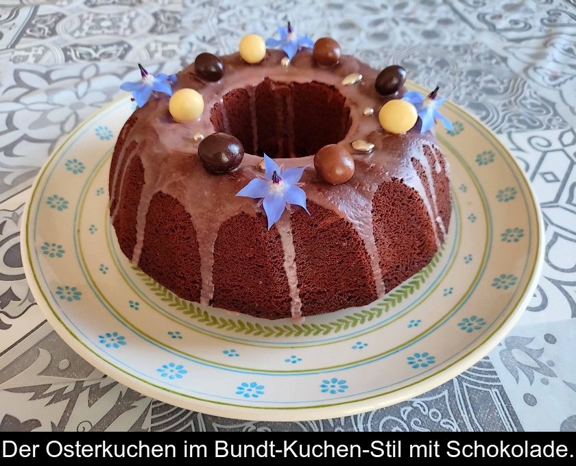 Der Osterkuchen Im Bundt-kuchen-stil Mit Schokolade.