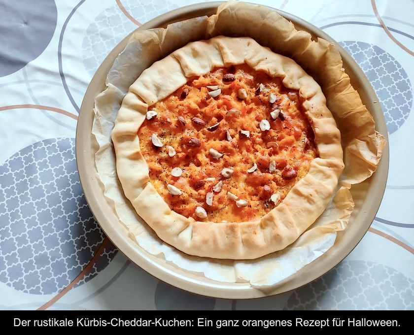 Der Rustikale Kürbis-cheddar-kuchen: Ein Ganz Orangenes Rezept Für Halloween.